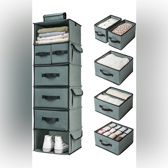SMIRLY 6 Shelf Hanging Closet Organizer with Drawers - Picture 1 of 8